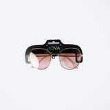 Nova Rose Gold Ombre Angular Sunglasses.Brown To Rose Gradient Lens.