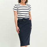 LADIES CIARRA NAVY JOGGER SKIRT WITH WHITE  STRIPE DETAIL