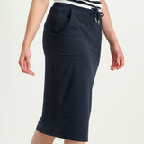 LADIES CIARRA NAVY JOGGER SKIRT WITH WHITE  STRIPE DETAIL