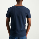 MENS MODA NAVY  TEXTURED V-NECK T-SHIRT (HD LOGO)