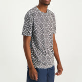 MENS MODA WHITE/BLACK AOP T-SHIRT (ETHNIC GEO)