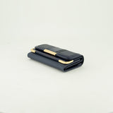 Ciarra Navy Double Flap Wallet.Patent And Croc.