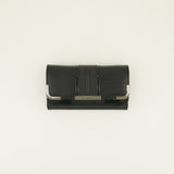 Double Flap Wallet.Texture.Gun Metal Trims.