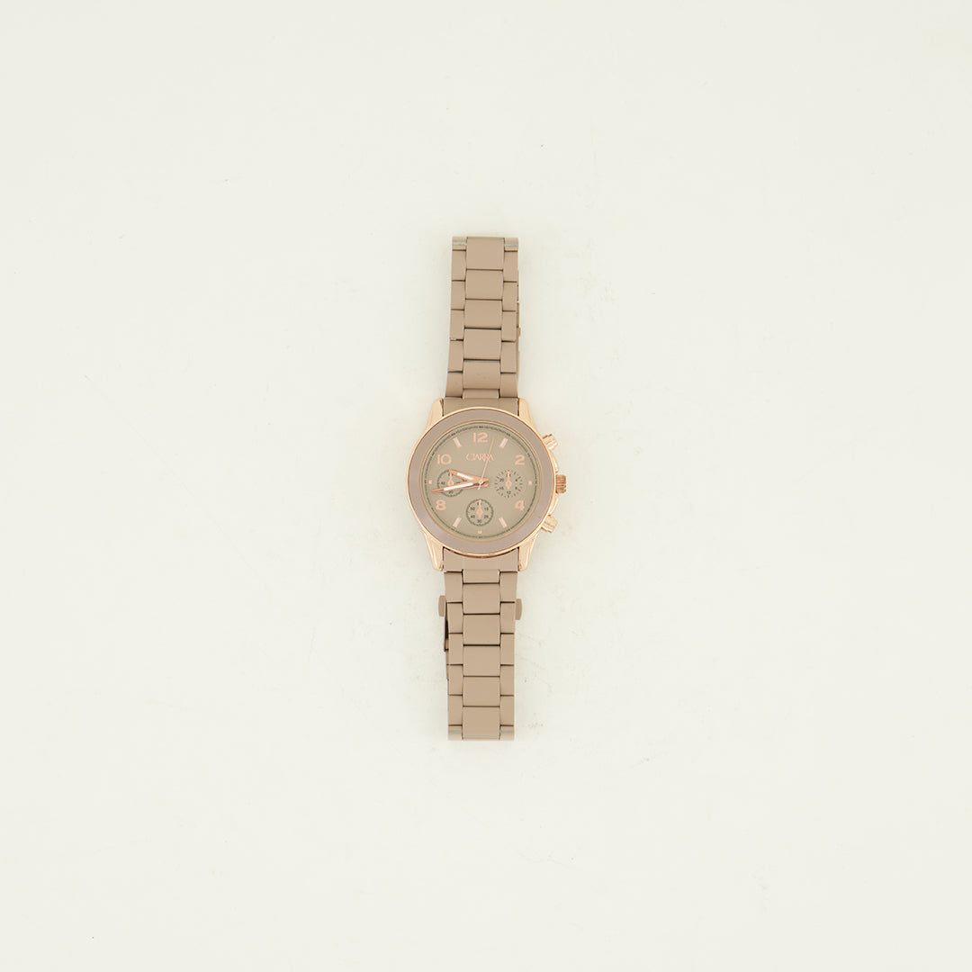 Metal Link Watch.Rose Gold Accents.