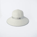 Downturn Straw Sun Hat.Silver Glitter Band.