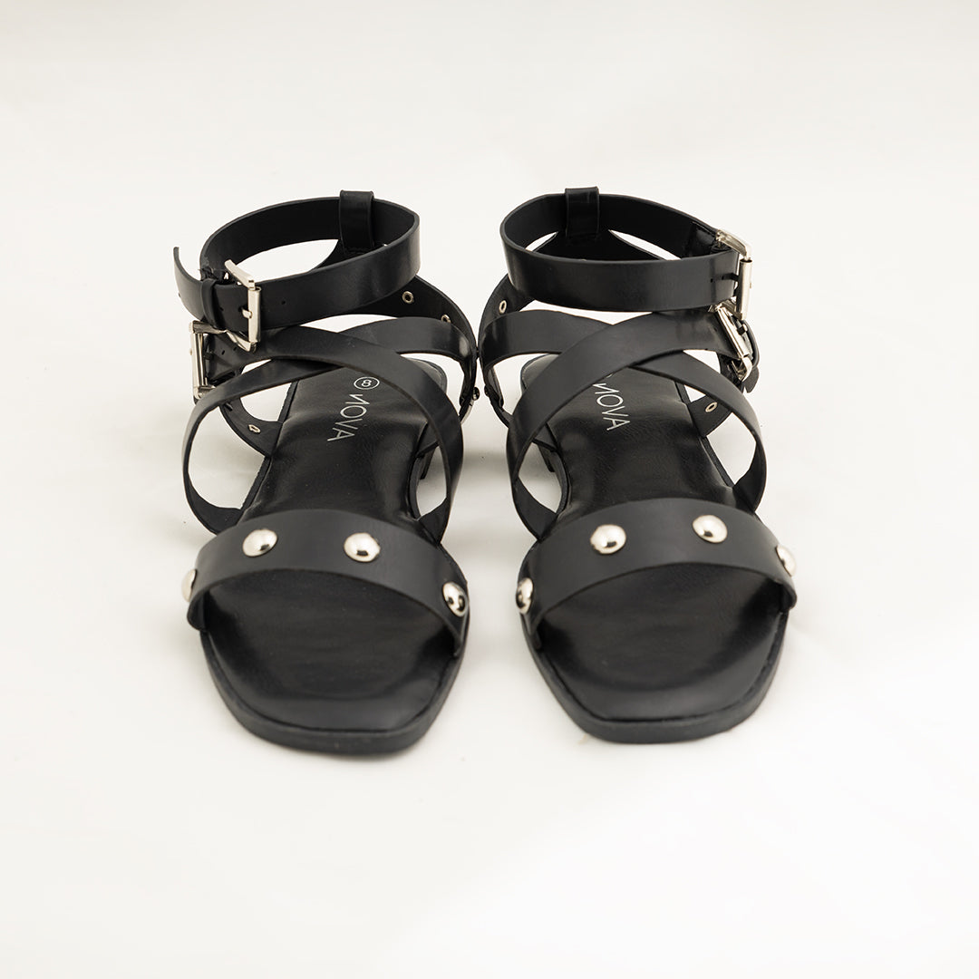 Gladiator Sandal.Comfort Insole.Silver Stud Detail.