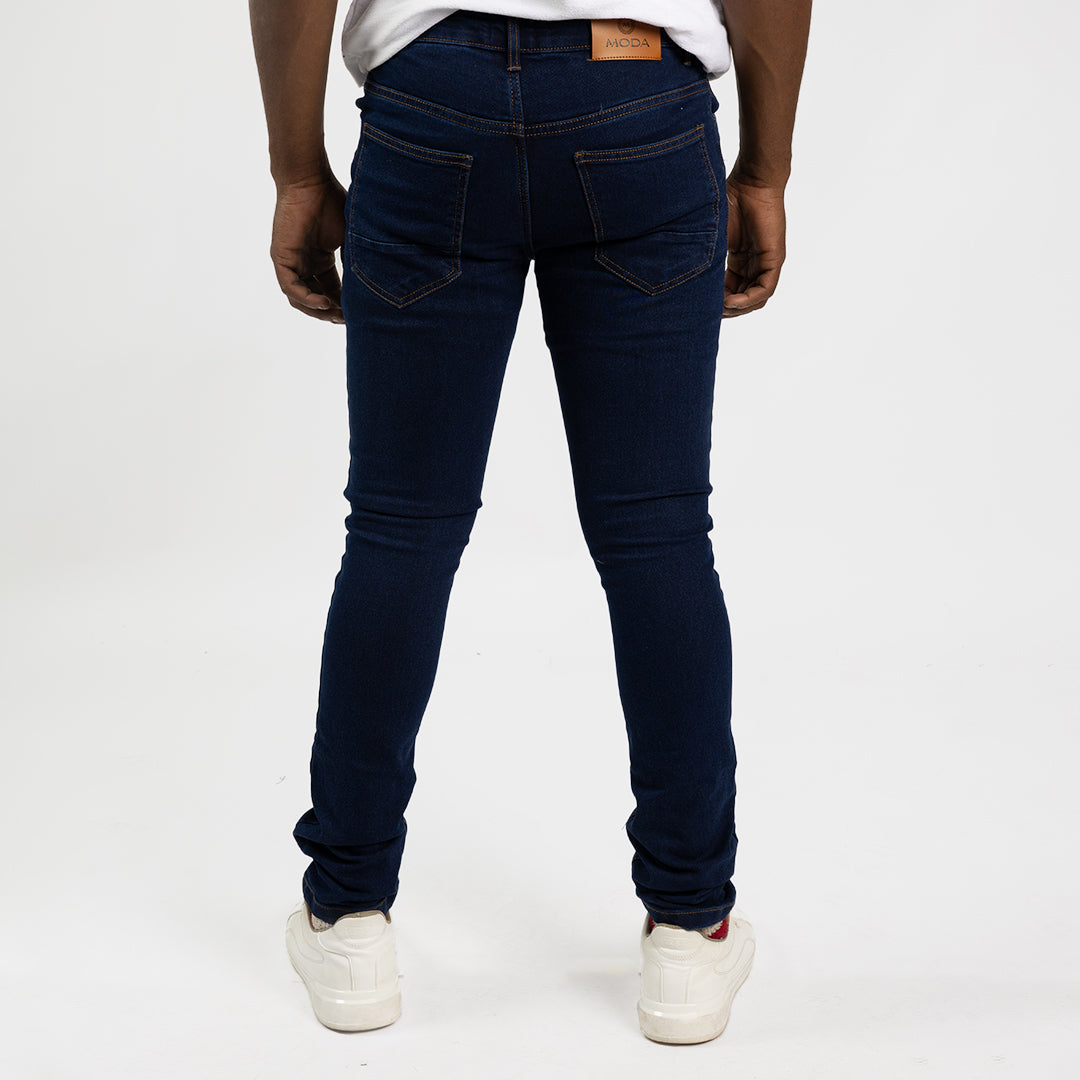 MENS MODA BLUE/BLACK DENIM BASIC JEANS