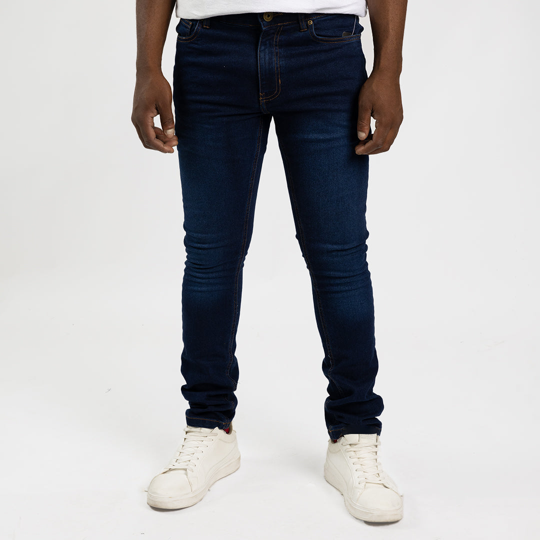 MENS MODA BLUE/BLACK DENIM BASIC JEANS