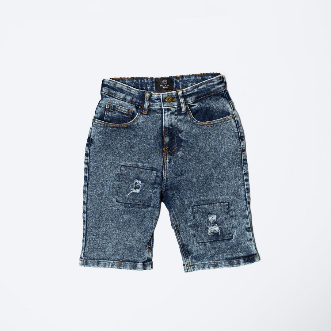 BOYS MODA BLUE BLOCK PATCH SHORTS