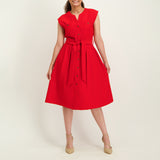 LADIES CIARRA RED SHIRT DRESS